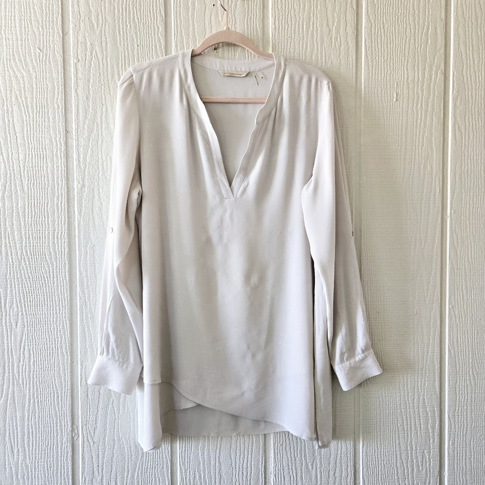 Soft Surroundings Layered V Neck Long Sleeve Tunic Style #2AC09 Gray Medium